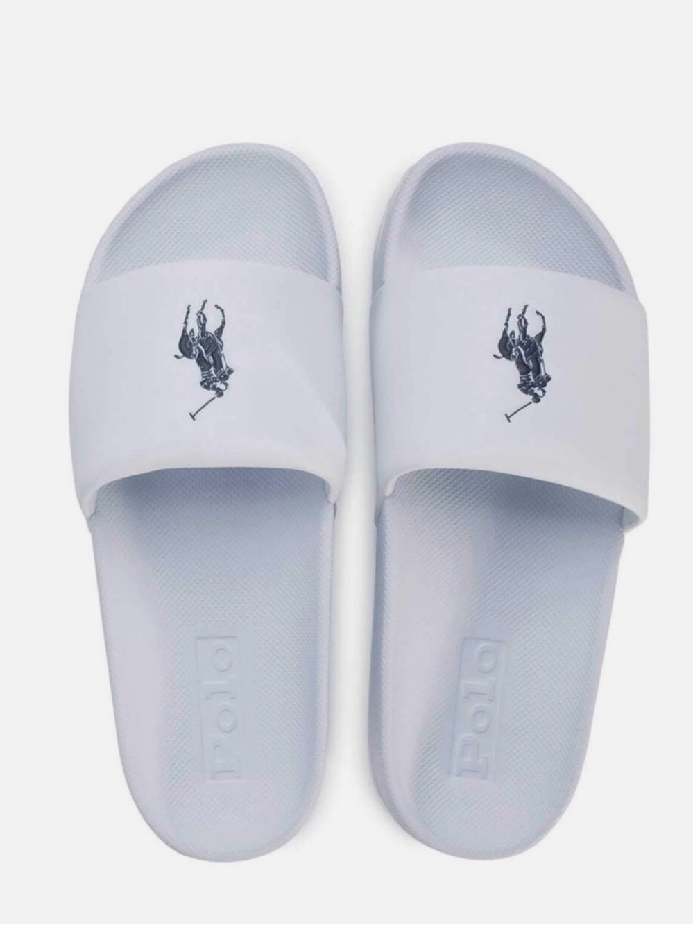 Polo by Ralph Lauren White Slide Sandals with Black Logo
